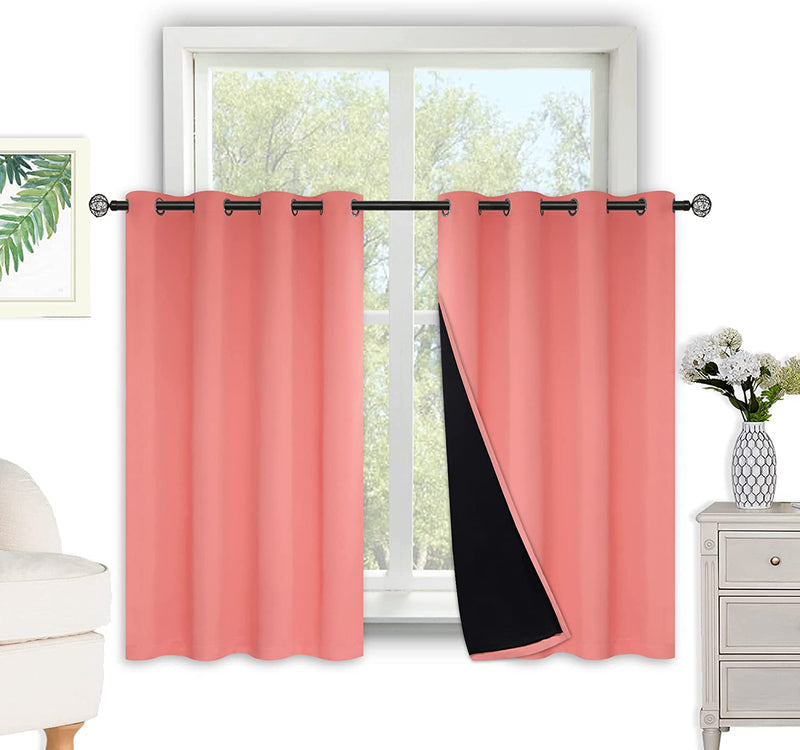 Kinryb Halloween 100% Blackout Curtains Coffee 72 Inche Length - Double Layer Grommet Drapes with Black Liner Privacy Protected Blackout Curtains for Bedroom Coffee 52W X 72L Set of 2 Home & Garden > Decor > Window Treatments > Curtains & Drapes Kinryb Coral W52" x L45" 