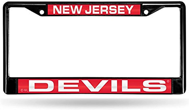 Rico Industries NHL Black Laser Cut Chrome Frame 12" X 6" Black Laser Cut Chrome Frame - Car/Truck/Suv Automobile Accessory Sporting Goods > Outdoor Recreation > Winter Sports & Activities Rico Industries New Jersey Devils  