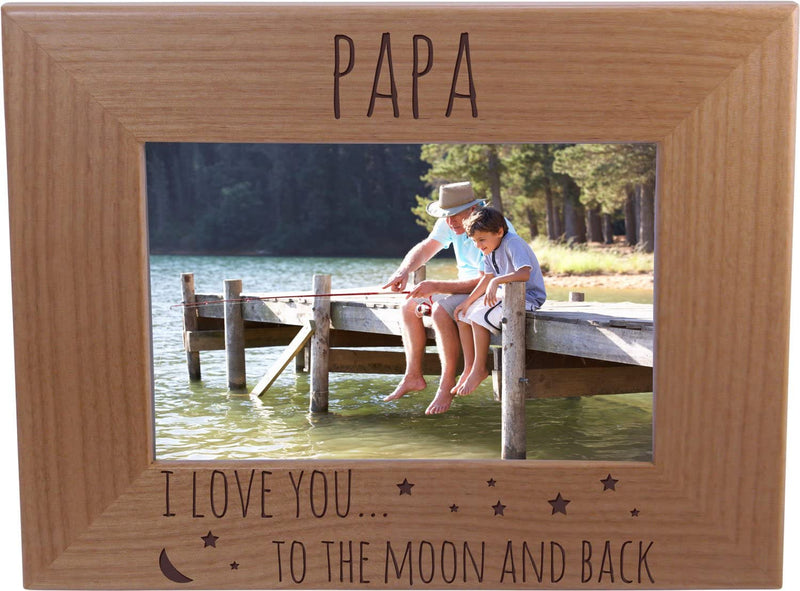 Papa I Love You to the Moon and Back - 4X6 Inch Wood Picture Frame Home & Garden > Decor > Picture Frames CustomGiftsNow   