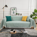 DREAMINGO Sofa Covers, Striped Texture Yellow Couch Cover, Chenille Couch Cover for Dogs, Universal Couch Covers for 3 Cushion Couch Sofa, Sectional L Shape Couch Furniture Protector Covers, 71X134In Home & Garden > Decor > Chair & Sofa Cushions DREAMINGO Light Green Large 71" x 118" 
