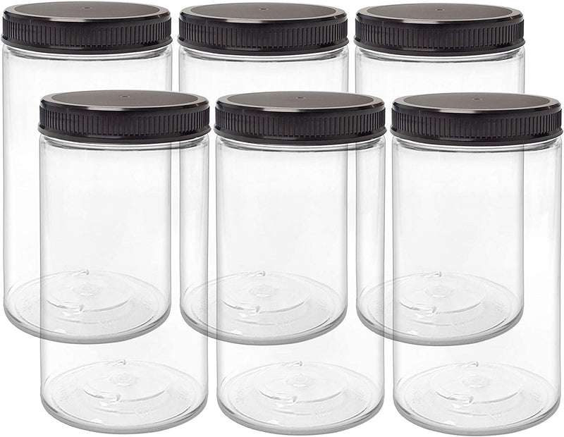 Ljdeals 32 Oz Clear Plastic Jars with Lids, Storage Containers, Wide Mouth PET Mason Jars, Pack of 6, BPA Free, Food Safe, Made in USA Home & Garden > Decor > Decorative Jars ljdeals   