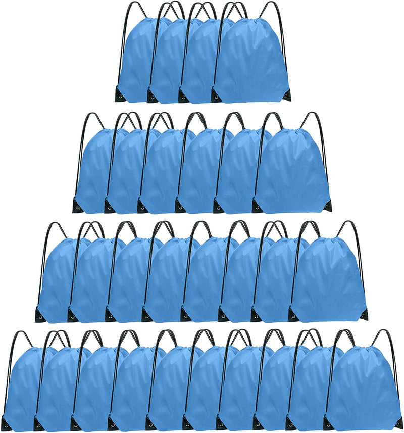 Grneric Drawstring Backpack Bulk 28 PCS Drawstring Bags String Backpack Cinch Bag Sackpack for Kid Gym Home & Garden > Household Supplies > Storage & Organization Grneric Sky Blue  