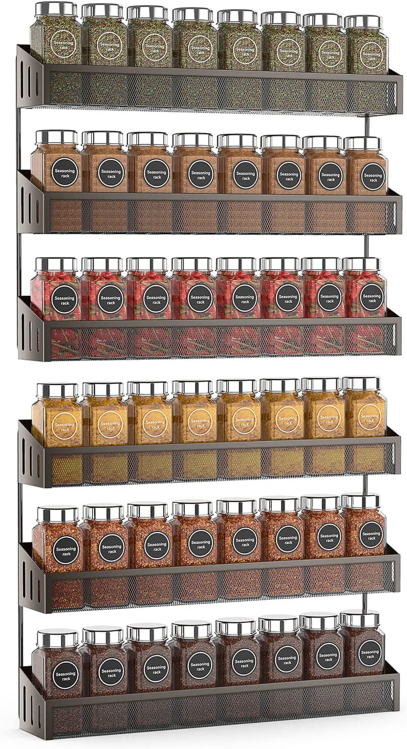 Kufutee 2 Pack Spice Rack Organizer, 3 Tier Wall Mounted Storage Rack Hanging Shelf for Kitchen Cabinet Cupboard Pantry Door Bathroom Shower Cosmetic ,Sliver Furniture > Shelving > Wall Shelves & Ledges Kufutee Bronze  