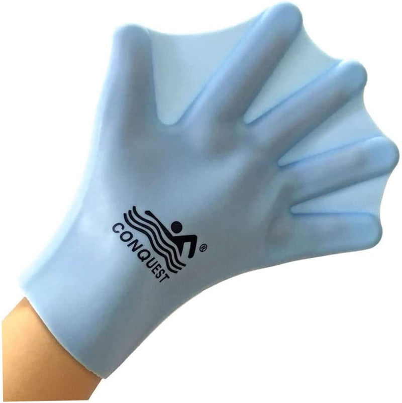 Webbed Gloves Hand Paddles Swimming Gloves Full Finger Flippers Aquatic Gloves Swim Flippers for Men Women Diving Surfing Training (Blue) 1Pair Sporting Goods > Outdoor Recreation > Boating & Water Sports > Swimming > Swim Gloves Beito   
