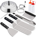 Hasteel Griddle Accessories Set, Stainless Steel Griddle Tools Kit of 10 for Flat Top Teppanyaki BBQ Cooking Camping, 12” Melting Dome, Metal Spatulas, Griddle Scrapers, Tong, Egg Rings, Bottles Home & Garden > Kitchen & Dining > Kitchen Tools & Utensils HaSteeL ABS Handle Set of 10  