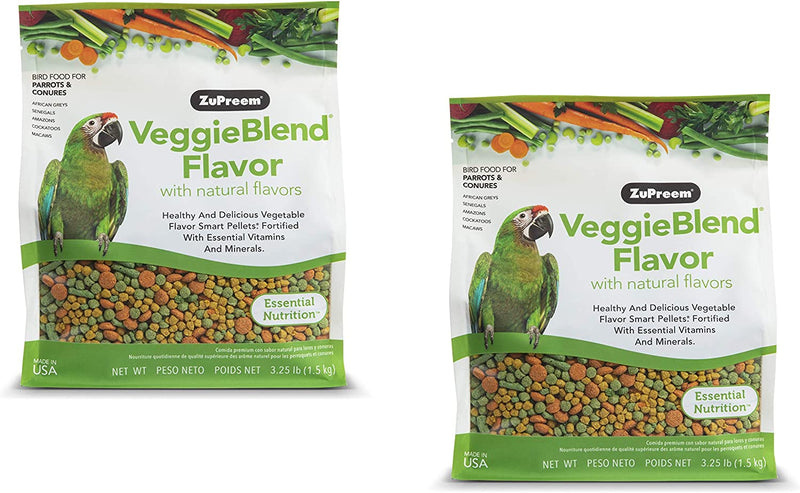 Zupreem Veggieblend Smart Pellets Bird Food for Parrots & Conures, 3.25 Lb Bags (2-Pack) - Made in the USA, Daily Nutrition, Minerals for African Greys, Amazons, Eclectus, Cockatoos Animals & Pet Supplies > Pet Supplies > Bird Supplies > Bird Food ZuPreem   