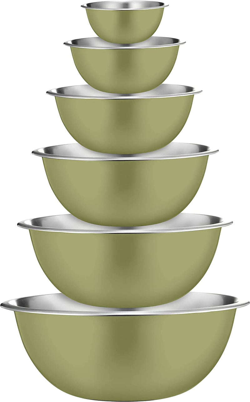 Stainless Steel Mixing Bowls (Set of 6) Stainless Steel Mixing Bowl Set - Easy to Clean, Nesting Bowls for Space Saving Storage, Great for Cooking, Baking, Prepping Home & Garden > Kitchen & Dining > Cookware & Bakeware FineDine Green 6 Pack 