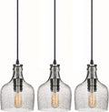 CASAMOTION Pendant Lights Kitchen Island Glass Pendant Lighting Marble Blue Hanging Light Fixtures Rustic Drop Ceiling Lights over Dining Room Table Bar Light Brushed Nickel 8.2 Inch Height 3 Pack Home & Garden > Lighting > Lighting Fixtures CASAMOTION 8”bottle Clear 3 Pack  