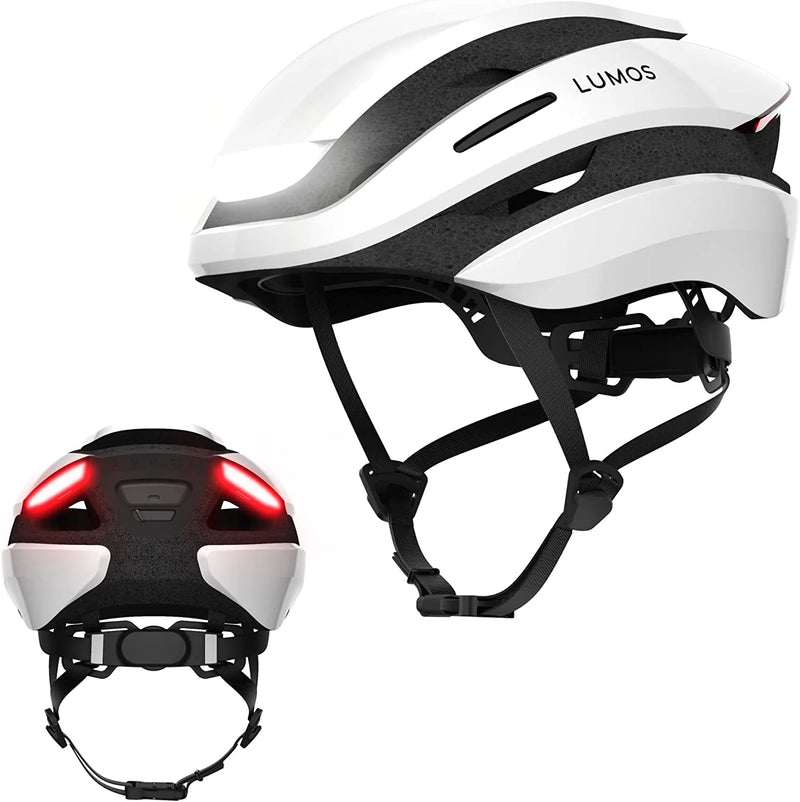 Lumos Ultra Smart Bike Helmet | Customizable Front and Back LED Lights with Turn Signals | Road Bicycle Helmets for Adults: Men, Women Sporting Goods > Outdoor Recreation > Cycling > Cycling Apparel & Accessories > Bicycle Helmets Lumos Jet White without MIPS M-L (21-1/4” to 24” / 54 to 61cm) 