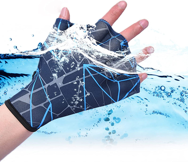 Smalibal 1 Pair Swimming Resistance Gloves, Elastic Anti-Slip Portable Swimming Hand Fins Flippers Finger Webbed Gloves, for Water Aerobics, Aquatic Fitness, and Swim Training Sporting Goods > Outdoor Recreation > Boating & Water Sports > Swimming > Swim Gloves Smalibal   