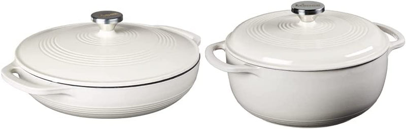 Lodge EC3CC33 Enameled Cast Iron Covered Casserole, 3.6-Quart, Caribbean Blue Home & Garden > Kitchen & Dining > Cookware & Bakeware Lodge Oyster White Iron Casserole + Dutch Oven Oyster White 3.6 Quart