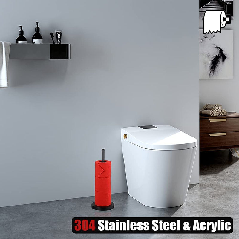 JQK Toilet Paper Storage Stand Matte Black, 304 Stainless Steel Thicken 0.8Mm Tissue Reserve Holder 3 Rolls Dispenser for Bathroom, TPS180-PB