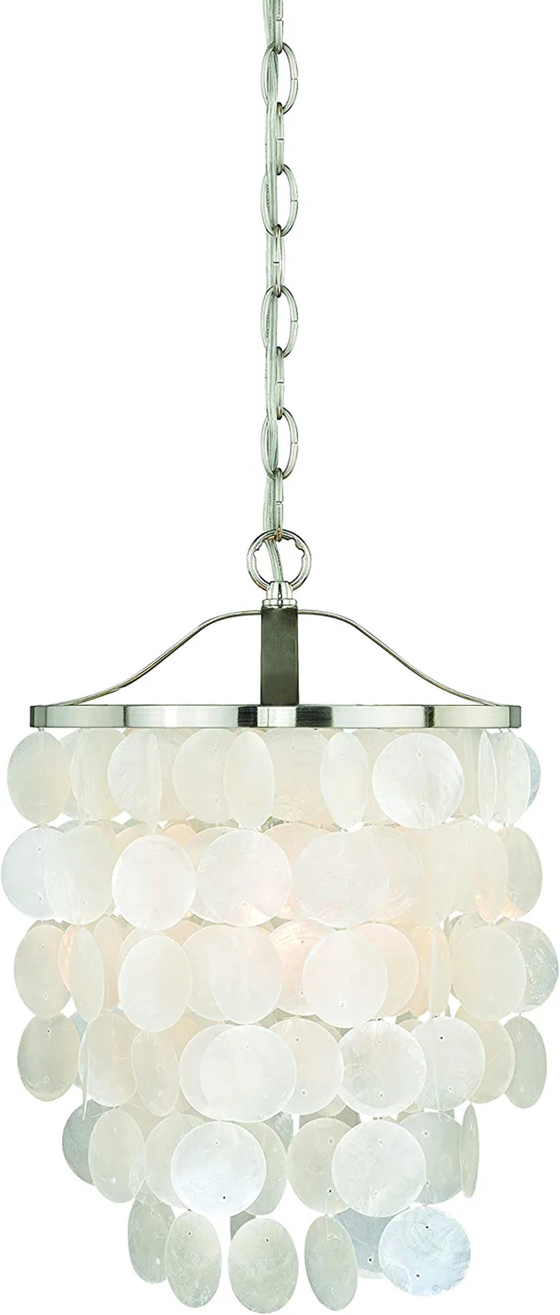 VAXCEL Elsa Satin Nickel Coastal Capiz Shell Mini Pendant Ceiling Light Home & Garden > Lighting > Lighting Fixtures VAXCEL 10-1/2 in  