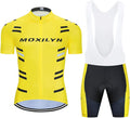MOXILYN Men'S Cycling Jersey Bike Clothing Set Full Zipper Breathable Quick-Dry Shirt + Cycling Bibs with 20D Padded Sporting Goods > Outdoor Recreation > Cycling > Cycling Apparel & Accessories MOXILYN M2s-set XX-Large 