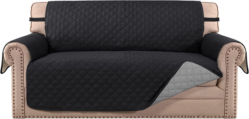 Meillemaison Sofa Slipcovers Reversible Quilted Chair Cover Water Resistant Furniture Protector with Elastic Straps for Pets/ Kids/ Dog(Chair, Black/Grey) (MMCLKSFD01C6) Home & Garden > Decor > Chair & Sofa Cushions MeilleMaison Black/Grey Oversized Loveseat 