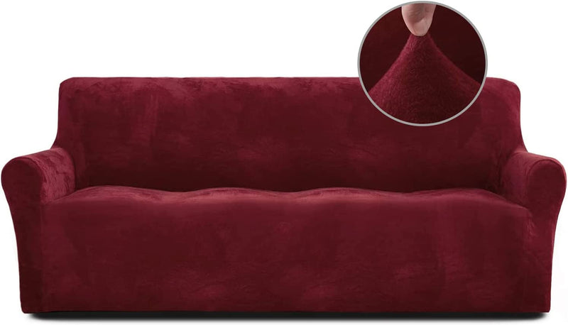 RHF Velvet-Sofa Slipcover, Stretch Couch Covers for 3 Cushion Couch-Couch Covers for Sofa-Sofa Covers for Living Room,Couch Covers for Dogs, Sofa Slipcover,Couch Slipcover(Beige-Sofa) Home & Garden > Decor > Chair & Sofa Cushions Rose Home Fashion Burgundy Extra Wide Sofa 