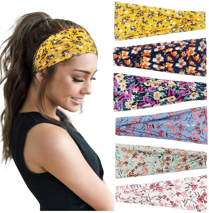 Huachi Workout Headband for Women Athletic Non Slip for Short Long Hair Yoga Running Sports Hair Bands Bandeau Headbands Sweat Hair Accessories 6 Pack Sporting Goods > Outdoor Recreation > Winter Sports & Activities Huachi Color Set 7  