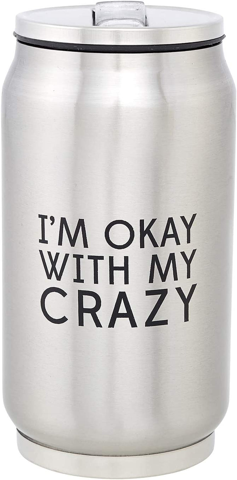 SB Design Studio SIPS Stainless-Steel Insulated Can (Tumbler) with Lid and Collapsible Straw, 10-Ounces, Running Late Home & Garden > Kitchen & Dining > Tableware > Drinkware Santa Barbara Design Studio Crazy 10-Ounce 