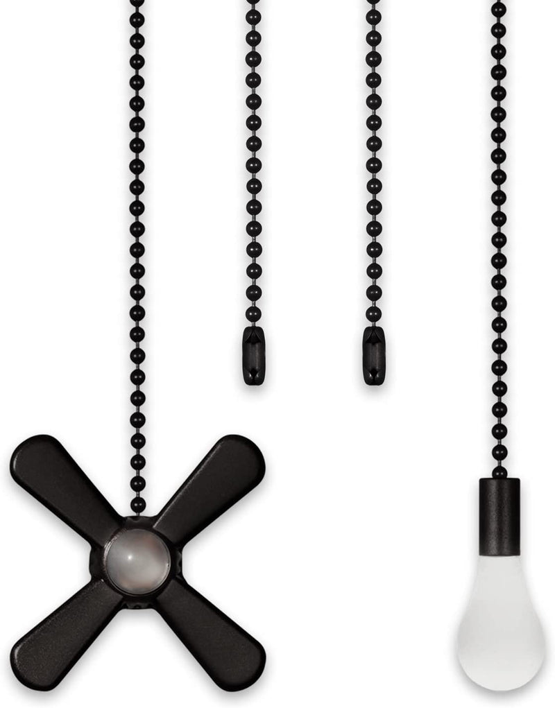 6 Combo Ceiling Fan Pull Chain Set ELFCAB Including Diameter 3Mm Beaded Ball Fan Pull Chain Pendant Extra 12Pcs Pull Loop Connectors 3Pcs 36Inches Extension Chains(Matte Black)