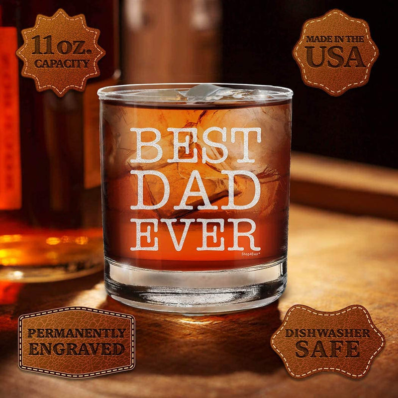 Shop4Ever Best Dad Ever Engraved Whiskey Glass Father'S Day Gift for Dad Home & Garden > Kitchen & Dining > Barware shop4ever   