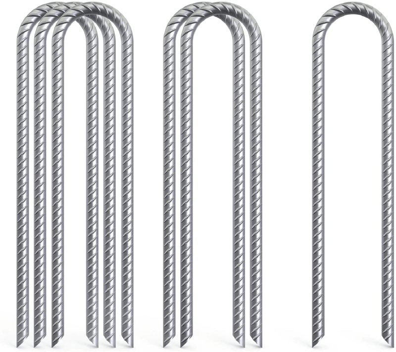 AAGUT Trampoline Stakes Anchors High Wind Heavy Duty U Tent Rebar Stake Ground Anchor 16 Inch 6 Pack Galvanized Trampolines Accessories for Swing Set, Camping, Soccer Goal, Huge Garden Decoration Sporting Goods > Outdoor Recreation > Camping & Hiking > Tent Accessories AAGUT Silver 12 Inch 