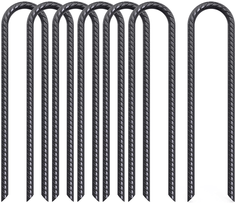 AAGUT Trampoline Stakes Anchors High Wind Heavy Duty U Tent Rebar Stake Ground Anchor 16 Inch 6 Pack Galvanized Trampolines Accessories for Swing Set, Camping, Soccer Goal, Huge Garden Decoration Sporting Goods > Outdoor Recreation > Camping & Hiking > Tent Accessories AAGUT Black 16 Inch 