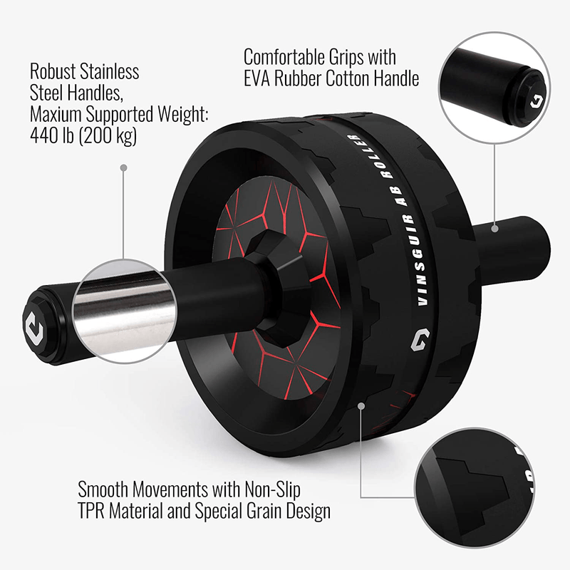 Ab Roller Wheel, Abs Workout Equipment for Abdominal & Core Strength Training, Exercise Wheels for Home Gym Fitness, Ab Machine with Knee Pad Accessories  Vinsguir   