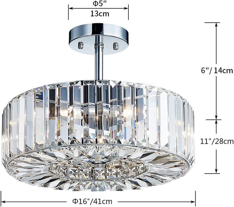 Saint Mossi Modern Crystal Semi Flush Mount Chandelier Lighting,4 Lights,Close to Ceiling Light in Clear Crystal Lampshade,H11 X D16 Home & Garden > Lighting > Lighting Fixtures > Chandeliers SM Saint Mossi   