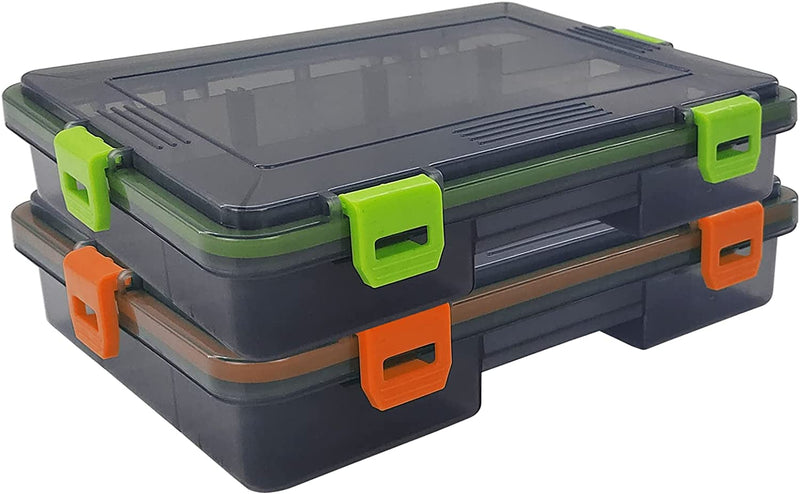 2PC Aventik Waterproof Fishing Tackle Boxes Hooks Storage Trags Organizer Box Transparent Adjustable Dividers Hold Terminal Fishing Tackle and Lure Box(3600L-2Pc Green) Sporting Goods > Outdoor Recreation > Fishing > Fishing Tackle Aventik 8.6X6.6X2inch-Green&Red  