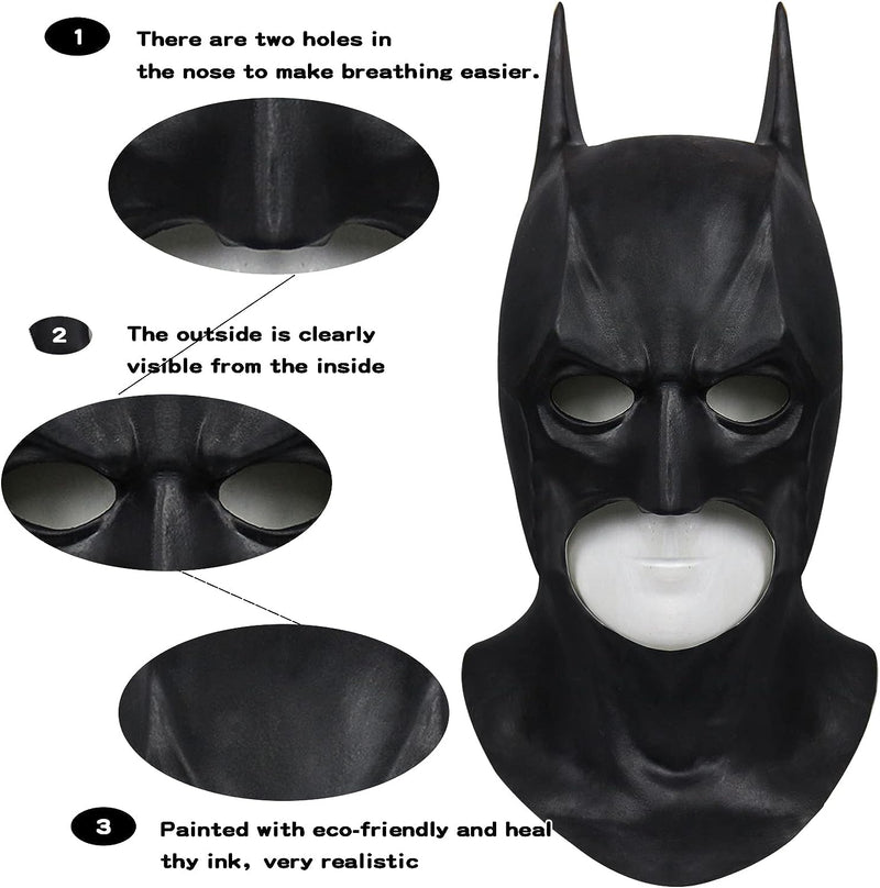 Vickkt Batman Cosplay Costume for Adult, Dark Knight Superhero Jumpsuit Cloak Outfit Mask for Halloween Party