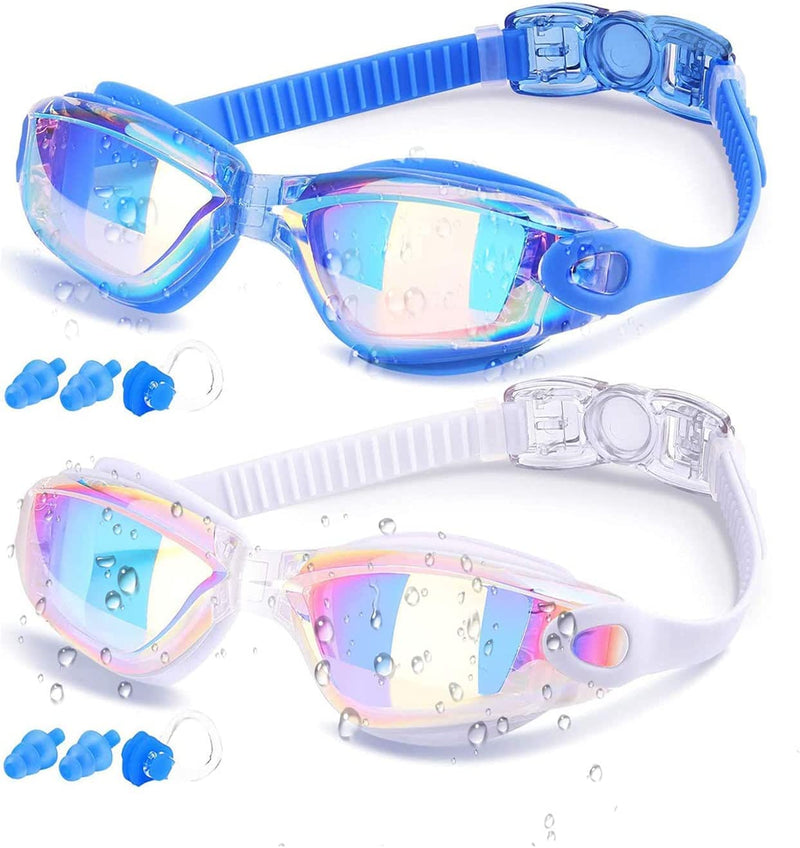 Elimoons Swim Goggles for Men Women, Swimming Goggles anti Fog UV Protection, 2 Pack Sporting Goods > Outdoor Recreation > Boating & Water Sports > Swimming > Swim Goggles & Masks Elimoons 08.ultra Mirrored Blue+ Ultra Mirrored White  