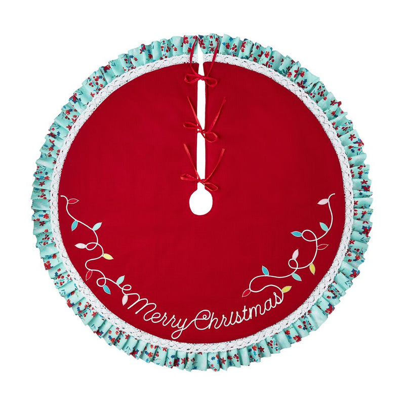The Pioneer Woman Red Knit Polyester Christmas Tree Skirt, 48"X 48" Home & Garden > Decor > Seasonal & Holiday Decorations > Christmas Tree Skirts Dyno Seasonal Solutions   