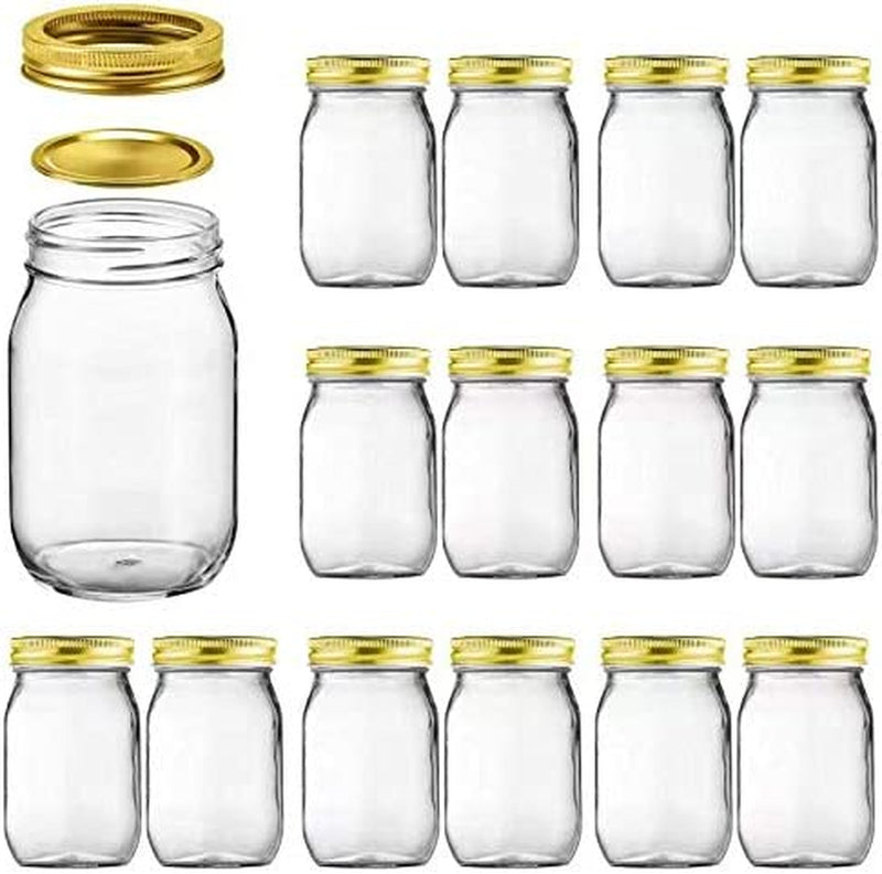 Encheng 16 Oz Glass Jars with Lids,Wide Mouth Ball Mason Jars for Storage,Canning Jars for Pickles,Herb,Jelly,Jams,Honey,Dishware Safe,Set of 15 … Home & Garden > Decor > Decorative Jars Encheng Lids And Bands  