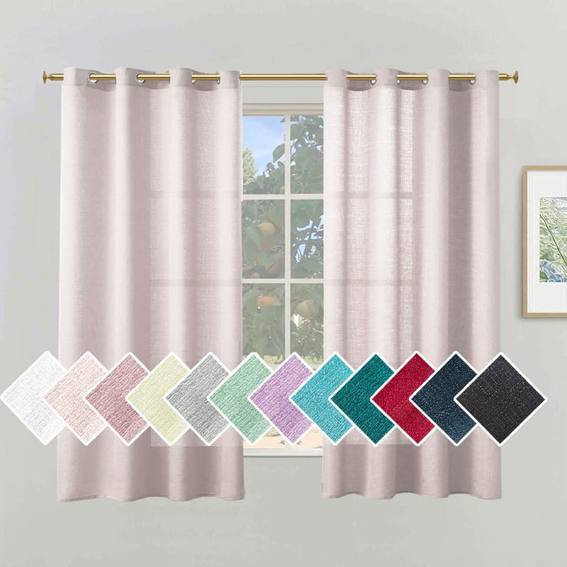 SOFJAGETQ Light Grey Sheer Curtains, Linen Look Semi Sheer Curtains 84 Inches Long, Grommet Light Filtering Casual Textured Privacy Curtains for Living Room, Bedroom, 2 Panels (Each 52 X 84 Inch Home & Garden > Decor > Window Treatments > Curtains & Drapes SOFJAGETQ Baby Pink 52W x 63L 