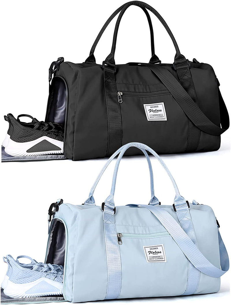 Gym Bag Womens Mens with Shoes Compartment and Wet Pocket,Travel Duffel Bag for Women for Plane,Sport Gym Tote Bags Swimming Yoga,Waterproof Weekend Overnight Bag Carry on Bag Hospital Holdalls Home & Garden > Household Supplies > Storage & Organization WISEPACK A1-Light Blue(Large) Large 