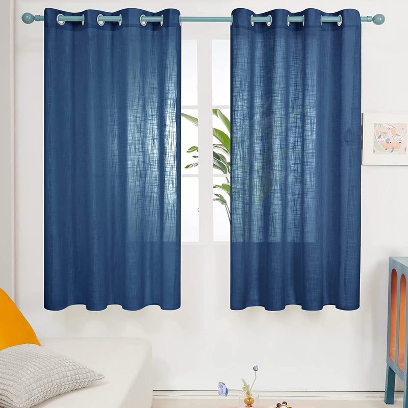 Deconovo Semi Sheer Curtains, Cream, 52X108 Inch, Faux Linen Solid Voile Grommet Curtains for Bedroom Living Room, 2 Panels Home & Garden > Decor > Window Treatments > Curtains & Drapes Deconovo Dark Blue 52x45 Inch 