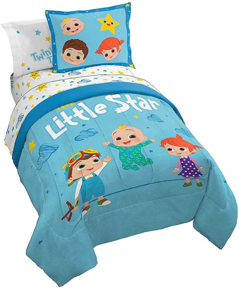 Jay Franco Cocomelon Little Star 5 Piece Twin Size Bed Set - Includes Comforter & Sheet Set - Bedding Features JJ, Yoyo, & Tomtom - Super Soft Fade Resistant Microfiber (Official Cocomelon Product) Home & Garden > Linens & Bedding > Bedding Jay Franco Blue - Cocomelon Twin 