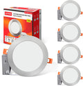 OSTWIN 6 Inch LED Recessed Light, 15 Watt (120W Equivalent) 1125 Lm, Dimmable, IC Rated, Ultra-Thin Canless LED Downlight with Junction Box, 4000K (Bright White), Energy Star, ETL (4 Pack) Home & Garden > Lighting > Flood & Spot Lights OSTWIN Lighting, LLC 3 Cct Nickel 4 Pack 