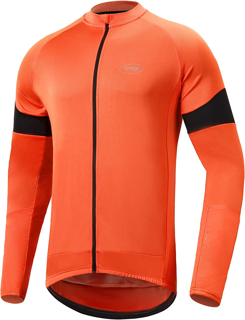 Dooy Men'S Cycling Bike Jersey Long Sleeve Full Zipper Biking Shirt with Pockets, Breathable MTB Shirts Basic Series Sporting Goods > Outdoor Recreation > Cycling > Cycling Apparel & Accessories Dooy Orange XX-Large 
