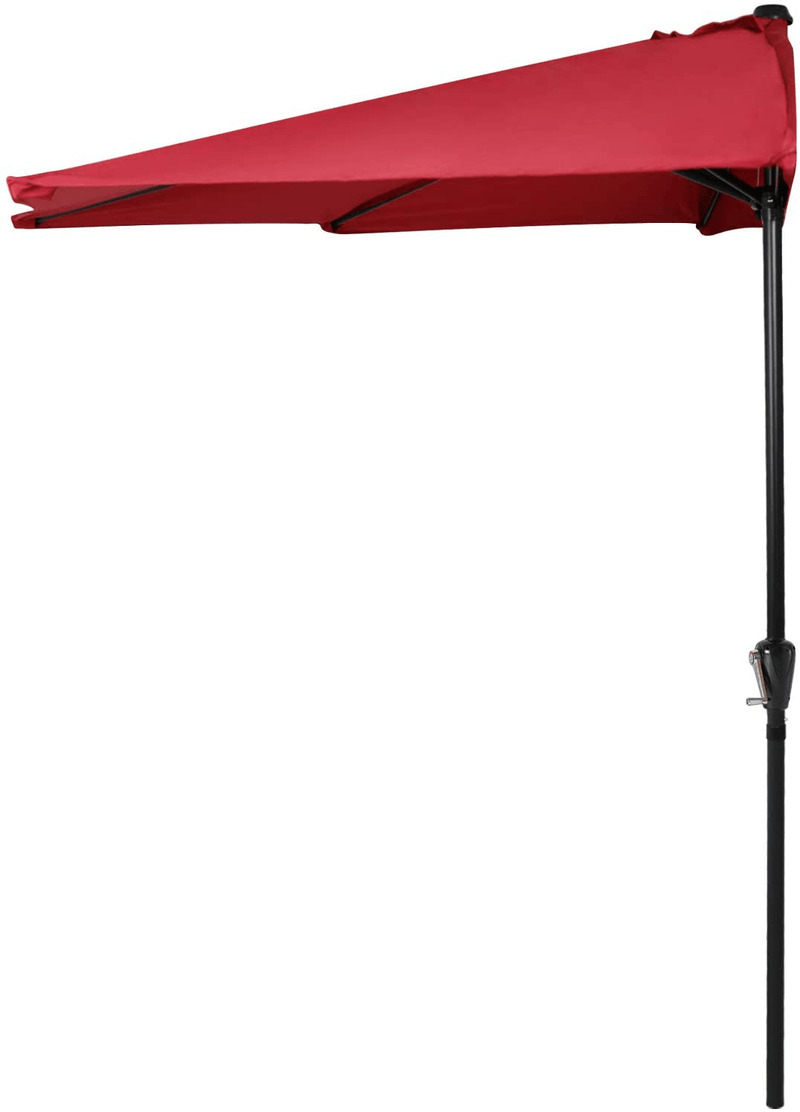 ABCCANOPY 10FT Patio Umbrella Half Round Outdoor Umbrella with Crank for Wall Balcony Door Window Sun Shade (Light Beige)