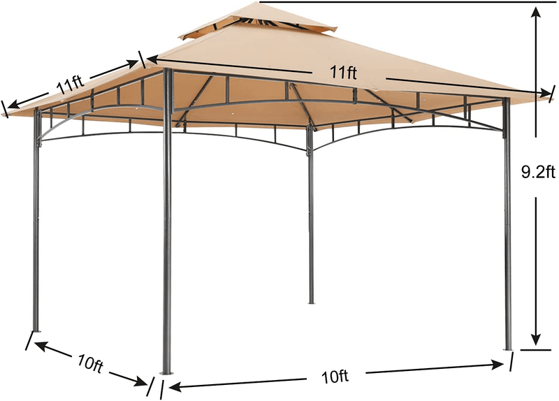 ABCCANOPY 10x10 Patio Gazebos for Patios Double Roof Soft Canopy Garden Backyard Gazebo for Shade and Rain, Khaki Home & Garden > Lawn & Garden > Outdoor Living > Outdoor Structures > Canopies & Gazebos ABCCANOPY   