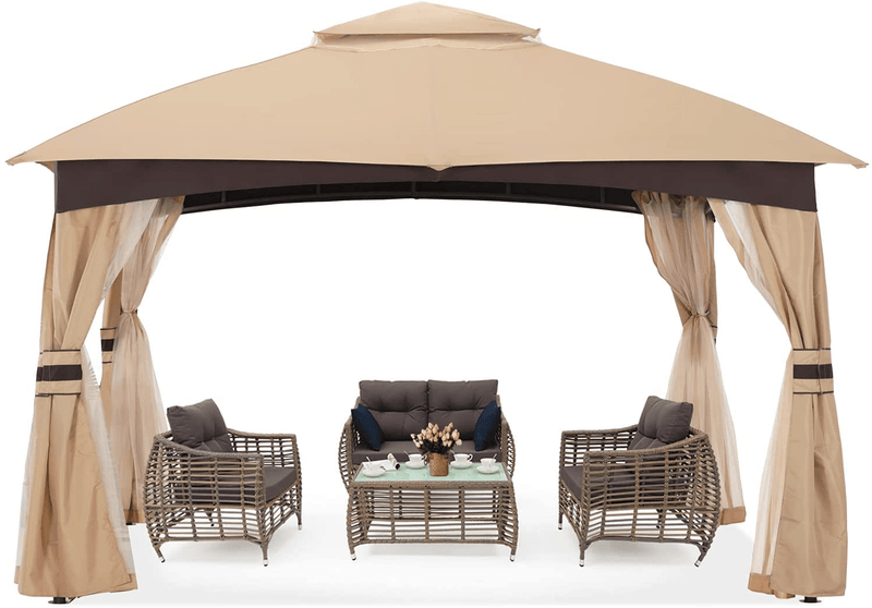 ABCCANOPY 10X12 Outdoor Gazebos for Patio with Netting and Pole Coverings (Beige) Sporting Goods > Outdoor Recreation > Camping & Hiking > Mosquito Nets & Insect Screens ABCCANOPY   
