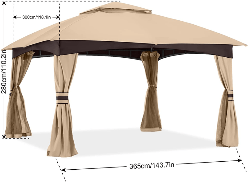 ABCCANOPY 10X12 Outdoor Gazebos for Patio with Netting and Pole Coverings (Beige) Sporting Goods > Outdoor Recreation > Camping & Hiking > Mosquito Nets & Insect Screens ABCCANOPY   