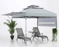 ABCCANOPY 10x17 Pop up Gazebo Canopy 3-Tier Instant Canopy with Adjustable Dual Half Awnings, Deep Gray