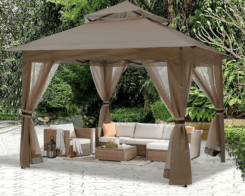 ABCCANOPY 13'x13' Gazebo Tent Outdoor Pop up Gazebo Canopy Shelter with Mosquito Netting (Brown) Home & Garden > Lawn & Garden > Outdoor Living > Outdoor Structures > Canopies & Gazebos ABCCANOPY   