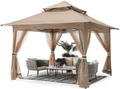 ABCCANOPY 13'x13' Gazebo Tent Outdoor Pop up Gazebo Canopy Shelter with Mosquito Netting (Brown)