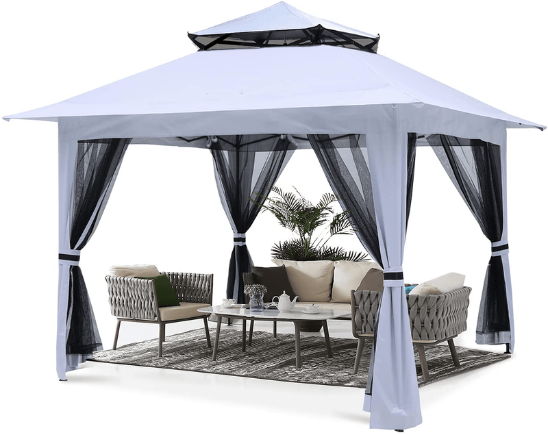 ABCCANOPY 13'x13' Gazebo Tent Outdoor Pop up Gazebo Canopy Shelter with Mosquito Netting (Brown) Home & Garden > Lawn & Garden > Outdoor Living > Outdoor Structures > Canopies & Gazebos ABCCANOPY White  