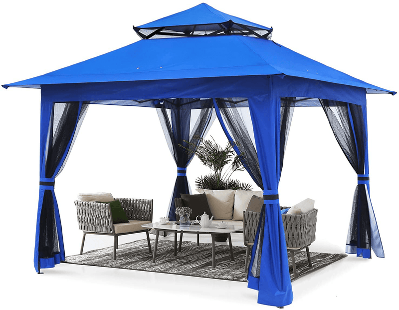 ABCCANOPY 13'x13' Gazebo Tent Outdoor Pop up Gazebo Canopy Shelter with Mosquito Netting (Brown) Home & Garden > Lawn & Garden > Outdoor Living > Outdoor Structures > Canopies & Gazebos ABCCANOPY blue  