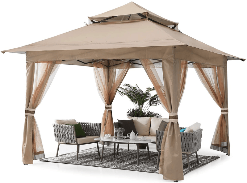 ABCCANOPY 13'x13' Gazebo Tent Outdoor Pop up Gazebo Canopy Shelter with Mosquito Netting (Khaki) Home & Garden > Lawn & Garden > Outdoor Living > Outdoor Structures > Canopies & Gazebos ABCCANOPY KHAKI  