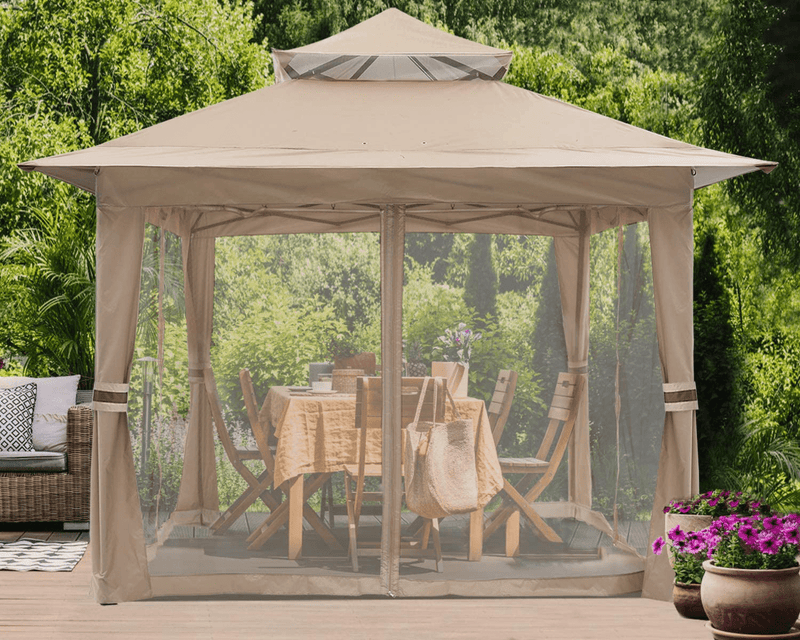 ABCCANOPY 13'x13' Gazebo Tent Outdoor Pop up Gazebo Canopy Shelter with Mosquito Netting (Khaki) Home & Garden > Lawn & Garden > Outdoor Living > Outdoor Structures > Canopies & Gazebos ABCCANOPY   